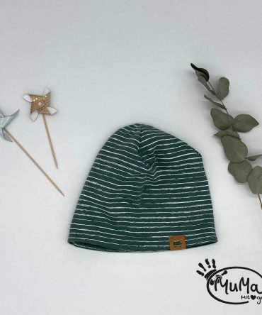 Beanie - Bio-Jersey, grün gestreift