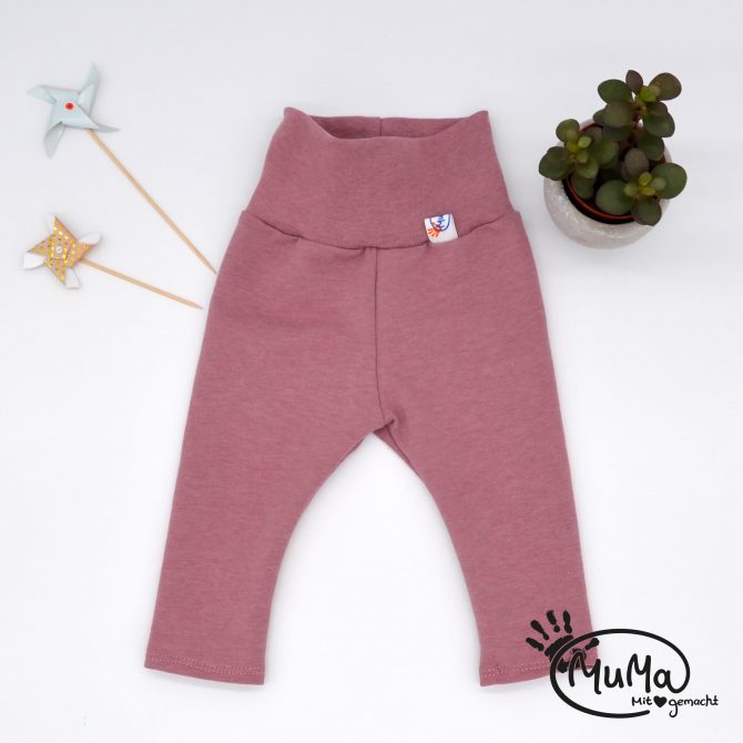 Leggings - Sweat Ökotex Standard 100, altrosa mit Bund altrosa meliert