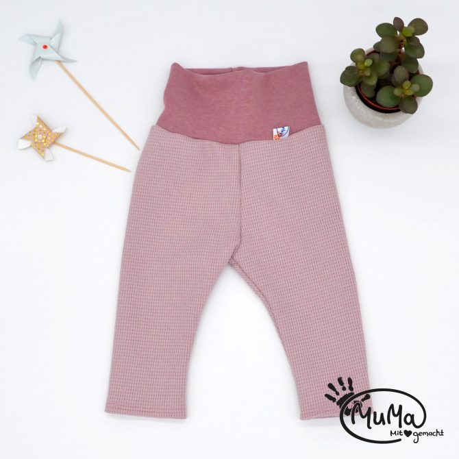 Leggings - Waffel Jersey Ökotex Standard 100, altrosa mit Bund altrosa meliert