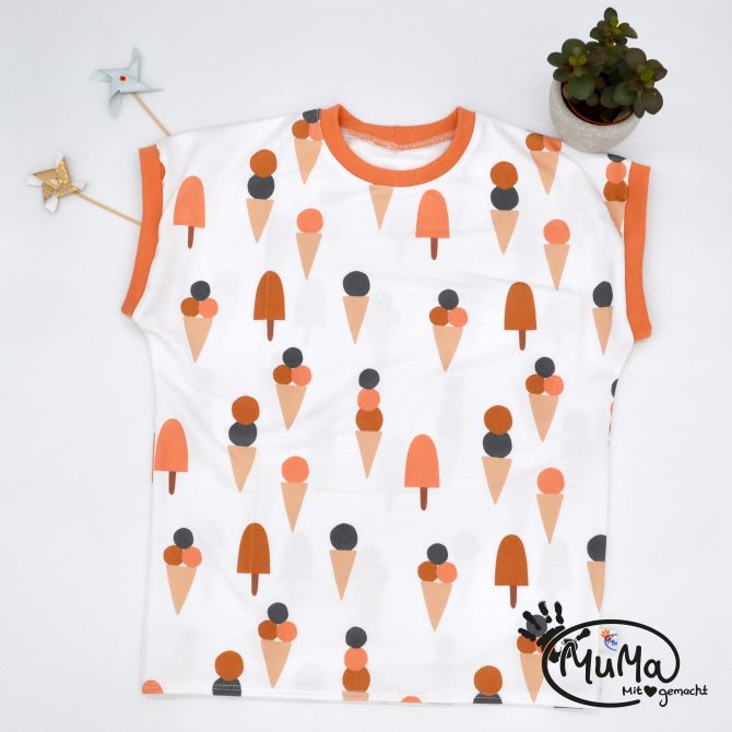 Oversized Shirt - Bio-Jersey Eistüte mit Bund apricot