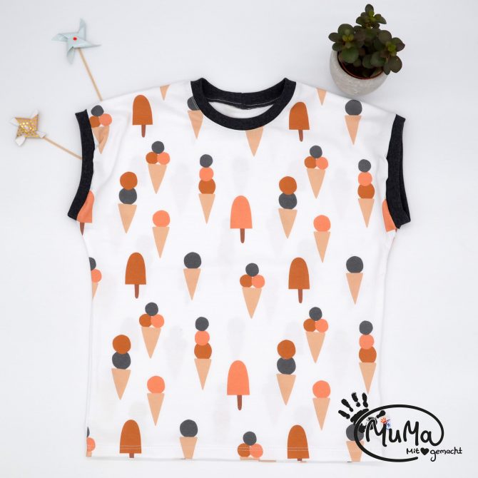 Oversized Shirt - Bio-Jersey Eistüte mit Bund dunkelgrau