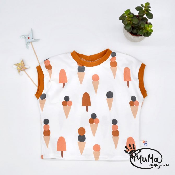 Oversized Shirt - Bio-Jersey Eistüte mit Bund ocker