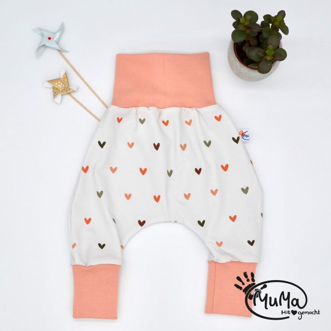 Pumphose - Bio-Jersey Herzen mit Bund apricot