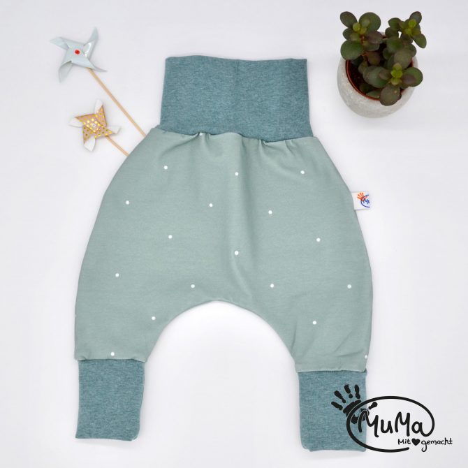 Pumphose - Bio-Jersey Punkte mit Bund rauchblau