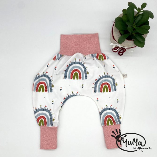 Pumphose - Bio-Jersey Regenbogen mit Bund rosa meliert