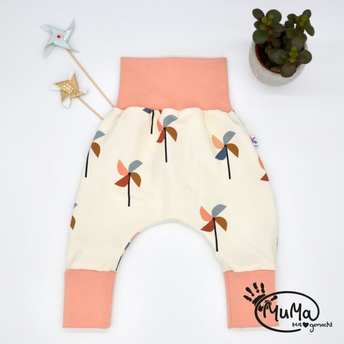 Pumphose - Bio-Jersey Windrad mit Bund apricot