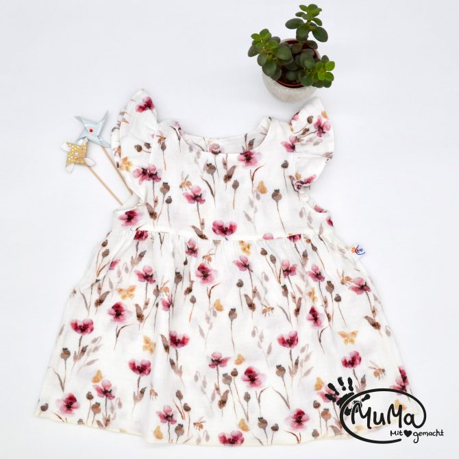Sommerkleid - Musselin Ökotex Standard 100, Mohnblume