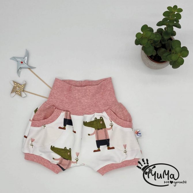 Kurze Pumphose French Terry Kroko Rosa Rosa Meliert