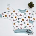 Oversized Sweater - Bio-Jersey Blumen gross mit Bund mint