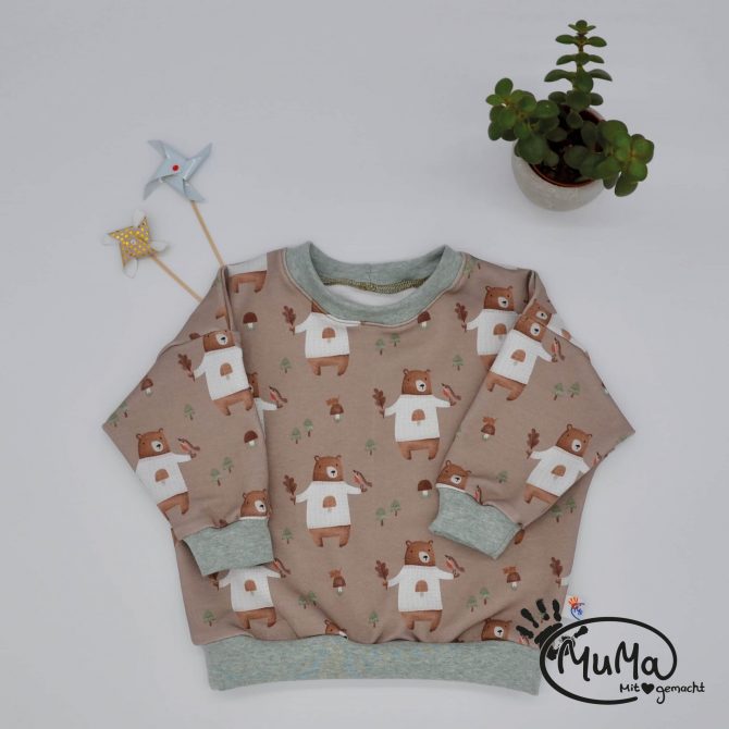 Oversized Sweater - Bio-French-Terry Baer mit Bund mint