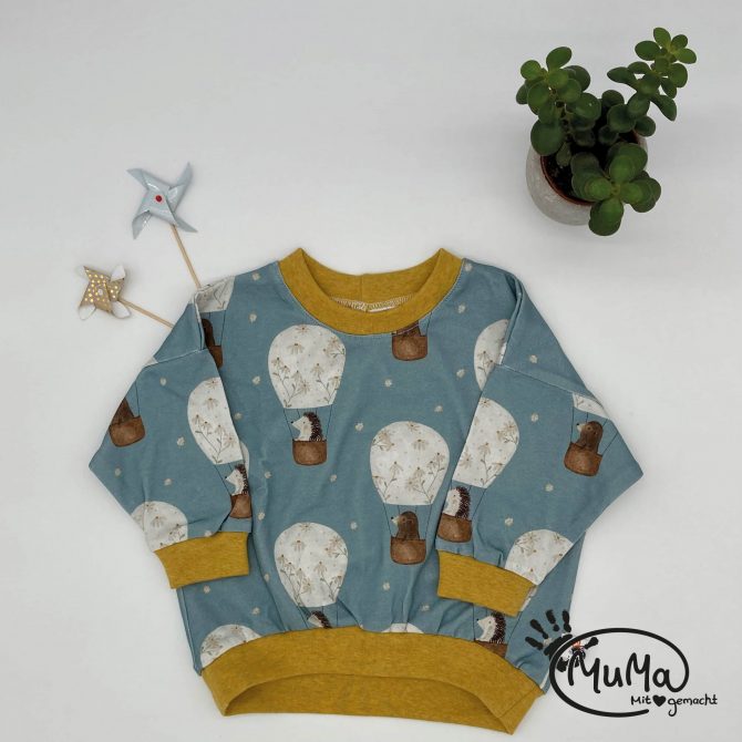 Oversized Sweater - Bio-Jersey Heisslufballon mit Bund senf meliert