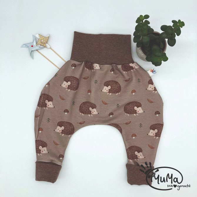 Pumphose - Bio-French-Terry Igel mit Bund schlamm