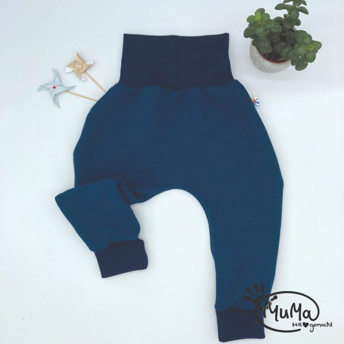 Pumphose - Waffel-Jersey Ökotex Standard 100 blau mit Bund blau