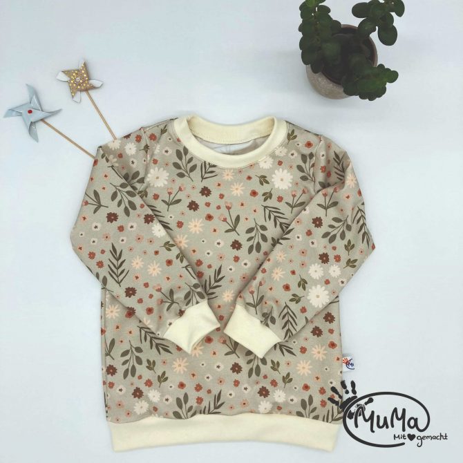 Sweater - Bio-Jersey Miniflowers mit Bund natur