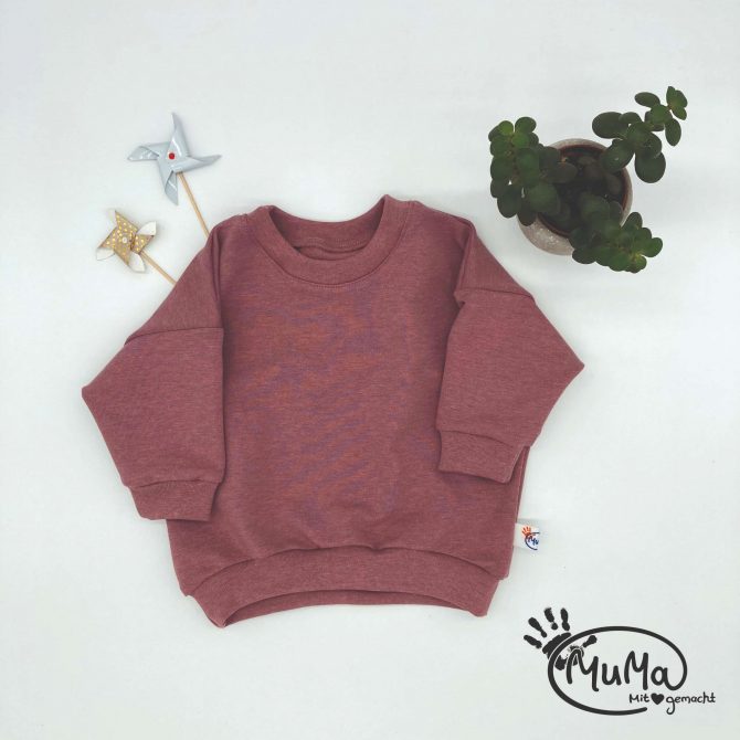 Oversized Sweater - Bio-French-Terry altrosa mit Bund altrosa