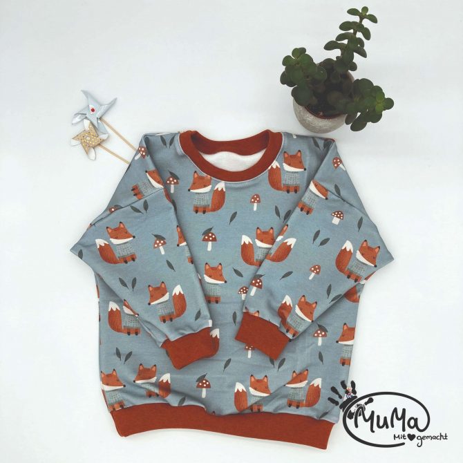 Oversized Sweater - Bio-Frech-Terry Fuchs mit Bund terracotta
