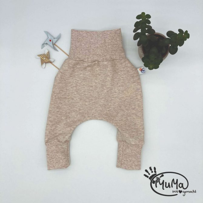 Pumphose - Bio-Frech-Terry naturweiss meliert mit Bund naturweiss meliert