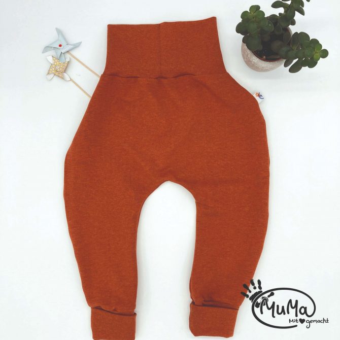 Pumphose - Bio-French-Terry terracotta mit Bund terracotta